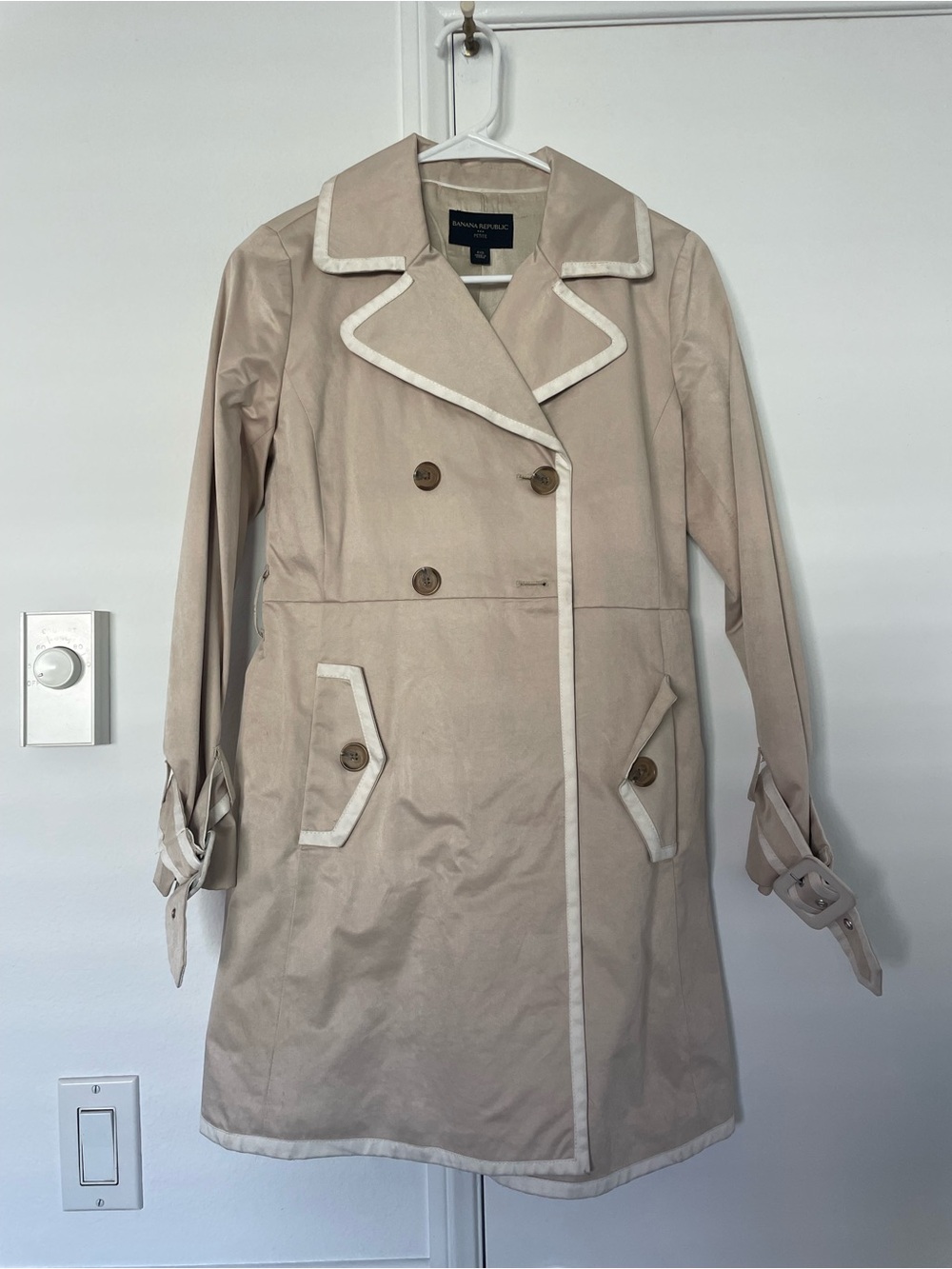Banana Republic Beige Trench Coat with White Trim